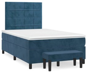 vidaXL Κρεβάτι Boxspring με Στρώμα Σκούρο Μπλε 120x200 εκ. Βελούδινο