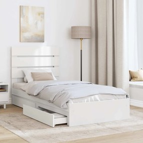 vidaXL Κρεβάτι Αποθήκης Λευκό 90 x 200 cm Επεξεργασμένο ξύλο