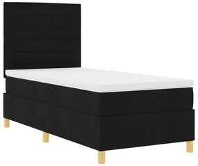 vidaXL Κρεβάτι Box Spring με Στρώμα και LED Μαύρο 80x200 cm Ύφασμα