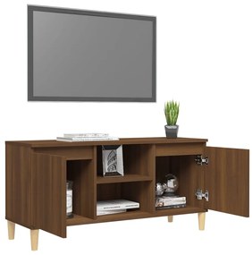 vidaXL Έπιπλο Τηλεόρασης Καφέ Δρυς 103,5x35x50εκ. Μασίφ Ξύλινα Πόδια