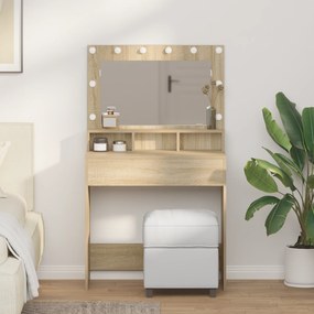 vidaXL Τουαλέτα με LED Φώτα Σομπάνα Δρυός 79x41x135 εκ