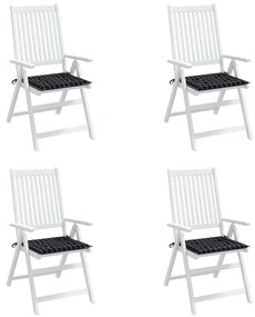 vidaXL Μαξιλάρια Καρέκλας 4 τεμ. Μαύρο Καρό 40 x 40 x 3 εκ. Υφασμάτινα