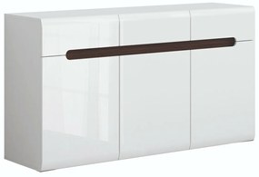 Σιφονιέρα Boston M102, Γυαλιστερό λευκό, Άσπρο, Με συρτάρια και ντουλάπια, Αριθμός συρταριών: 3, 84x150x41cm, 59 kg | Epipla1.gr