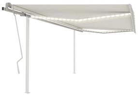 vidaXL Τέντα Συρόμενη Χειροκίνητη με LED Κρεμ 4 x 3,5 μ.
