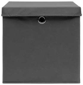 vidaXL Κουτιά Αποθήκευσης με Καπάκια 4 τεμ. Γκρι 28 x 28 x 28 εκ.
