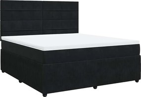 vidaXL Κρεβάτι Boxspring με Στρώμα Μαύρο 180x200 εκ. Βελούδινο