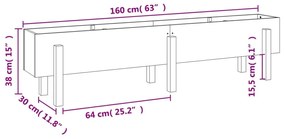 Ζαρντινιέρα Υπερυψωμένη 160x30x38 εκ. Μασίφ Ξύλο Ψευδοτσούγκας - Καφέ