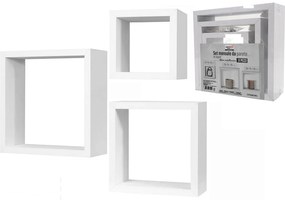 Σετ Ράφια Κυβικά Λευκά Ξύλο 25x25x9cm/20x20x9cm/15x15x9cm 3Τμχ