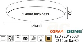 Φωτιστικό Πλαφονιέρα LED Aca Kallista V27LEDC40BK Black
