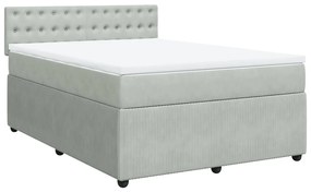 vidaXL Κρεβάτι Boxspring με Στρώμα Ανοιχτό Γκρι 140x200 εκ. Βελούδινο