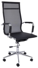 WOODWELL BF3200 Πολυθρόνα Διευθυντή Μέταλλο Χρώμιο - Mesh Μαύρο 55x64x108/116cm ΕΟ226