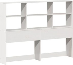 vidaXL Κρεβάτι Βιβλιοθήκη Χωρίς Στρώμα Λευκό 140x190 εκ Μασίφ Πεύκο