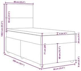 Κρεβάτι Boxspring με Στρώμα Μπλε 90x200 εκ.Υφασμάτινο - Μπλε