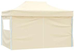 vidaXL Κιόσκι Πτυσσόμενο με 4 Πλευρικά Τοιχώματα Κρεμ 3x4 μ. Ατσάλινο