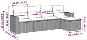 vidaXL Σετ Καναπέ Κήπου 5 Τεμαχίων Μαύρο Συνθετικό Ρατάν με Μαξιλάρια