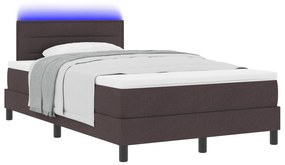 vidaXL Κρεβάτι με Σπαστό Σκελετό και Στρώμα & LED Σκούρο Καφέ 120x190 εκ. Ύφασμα.