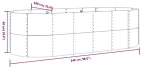 Ζαρντινιέρα Ανθρακί 249x100x68εκ Ατσάλι με Ηλεκτρ. Βαφή Πούδρας - Ανθρακί