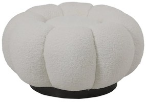 Σκαμπό Nester pakoworld μπουκλέ ύφασμα σε λευκή απόχρωση Φ60x31εκ