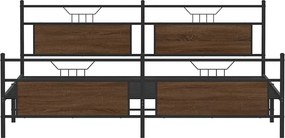 vidaXL Σκελετός Κρεβ. Χωρίς Στρώμα Καφέ Δρυς 200x200 εκ. Μεταλλικό
