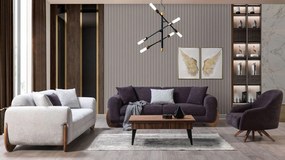 Stewehome Σετ σαλονιού Bukle 3+3+1 με καμπύλες γραμμές ανθρακί /λευκό 232x92x85 cm