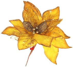 Στολίδι Λουλούδι E6009T 15cm Gold Marhome
