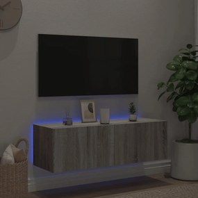 Έπιπλο Τοίχου Τηλεόρασης με LED Γκρι Sonoma 100x35x31 εκ. - Γκρι