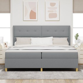 vidaXL Κρεβάτι Box Spring με Στρώμα & LED Φως Γκρι 200x200 εκ. Ύφασμα