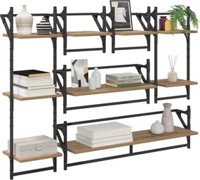 vidaXL Σετ ραφιών τοίχου με ράφι 6 pcs Artisan Oak 100 x 25 x 30 cm