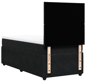 vidaXL Κρεβάτι Boxspring με Στρώμα Μαύρο 80 x 200 εκ. Βελούδινο