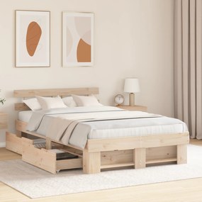 vidaXL Κρεβάτι με Συρτάρια 140x190 εκ Μασίφ ξύλο πεύκου