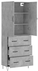 vidaXL Ντουλάπι Γκρι Σκυροδέματος 69,5x34x180 εκ. Επεξεργασμένο Ξύλο