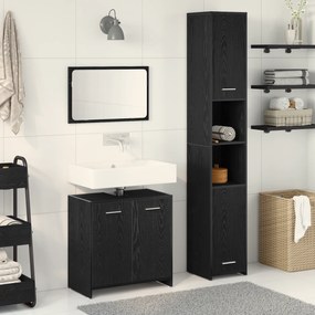 vidaXL Σετ Επίπλων Μπάνιου 3 Τεμαχίων Μαύρος Δρυς Επεξεργασμένο Ξύλο