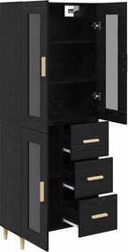vidaXL Highboard Μαύρη Οξυά 69,5 x 34 x 180 εκ. Επεξεργασμένο ξύλο