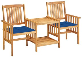 3061300 vidaXL Καρέκλες Κήπου από Μασίφ Ξύλο Ακακίας με Τραπέζι και Μαξιλάρια Μπλε, 1 Τεμάχιο