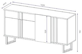 Μπουφές Amanda pakoworld καρυδί-μαύρο 160x40x78.5εκ (1 τεμάχια)