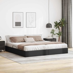 vidaXL Κρεβάτι Οθωμανικού Τύπου Μαύρο 200 x 200 cm Τεχνητό Δέρμα