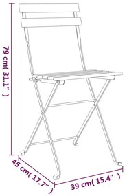 Καρέκλες Bistro Πτυσσόμενες 2 τεμ. Μασίφ Ξύλο Teak και Ατσάλι - Καφέ