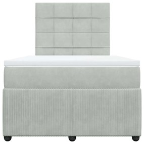vidaXL Κρεβάτι Boxspring με Στρώμα Ανοιχτό Γκρι 120x190 εκ. Βελούδινο