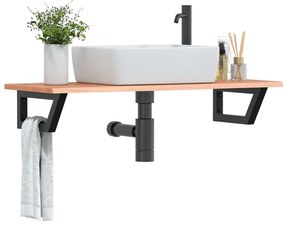 Ράφι Νιπτήρα Τοίχου από Ατσάλι / Μασίφ Ξύλο Δρυός