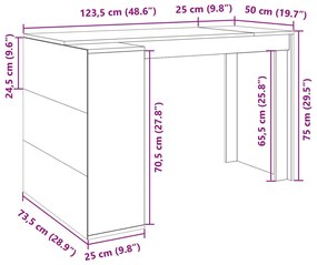 Γραφείο Γκρι Σκυρ. 123,5x73,5x75 εκ. από Επεξεργασμένο Ξύλο - Γκρι