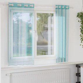 vidaXL Voile κουρτίνες με ροδέλες 2 τεμάχια Τιρκουάζ