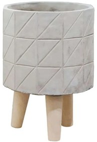 Κασπώ 06-00-21202-3 Φ16x23,5cm Grey-Natural Marhome Wood,Cement