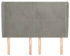 Κεφαλάρι με Πτερύγια Ανοιχτό Γκρι 147x23x118/128 εκ. Βελούδινο - Γκρι