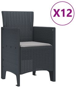 vidaXL Σετ Εξωτερικής Τραπεζαρίας 13 Τεμαχίων με Μαξιλάρια Ανθρακί Πολυ Ρατάν