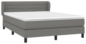 vidaXL Κρεβάτι Boxspring με Στρώμα Σκούρο Γκρι 140x200 εκ Υφασμάτινο