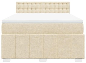 vidaXL Κρεβάτι Boxspring με Στρώμα Κρεμ 140x190 εκ. Υφασμάτινο