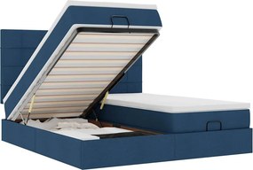vidaXL Οθωμανικό κρεβάτι με στρώματα μπλε 200x200cm ύφασμα