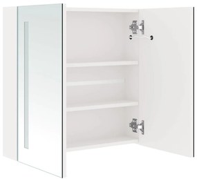 vidaXL Καθρέφτης Μπάνιου με Ντουλάπι &amp; LED Λαμπερό Λευκό 62x14x60 εκ.