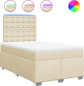 vidaXL Κρεβάτι Boxspring με Στρώμα Κρεμ 120x200 εκ. Υφασμάτινο