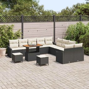 vidaXL Σετ Καναπέ Κήπου με μαξιλάρι 13 pcs Μαύρο Πολυ ράταν